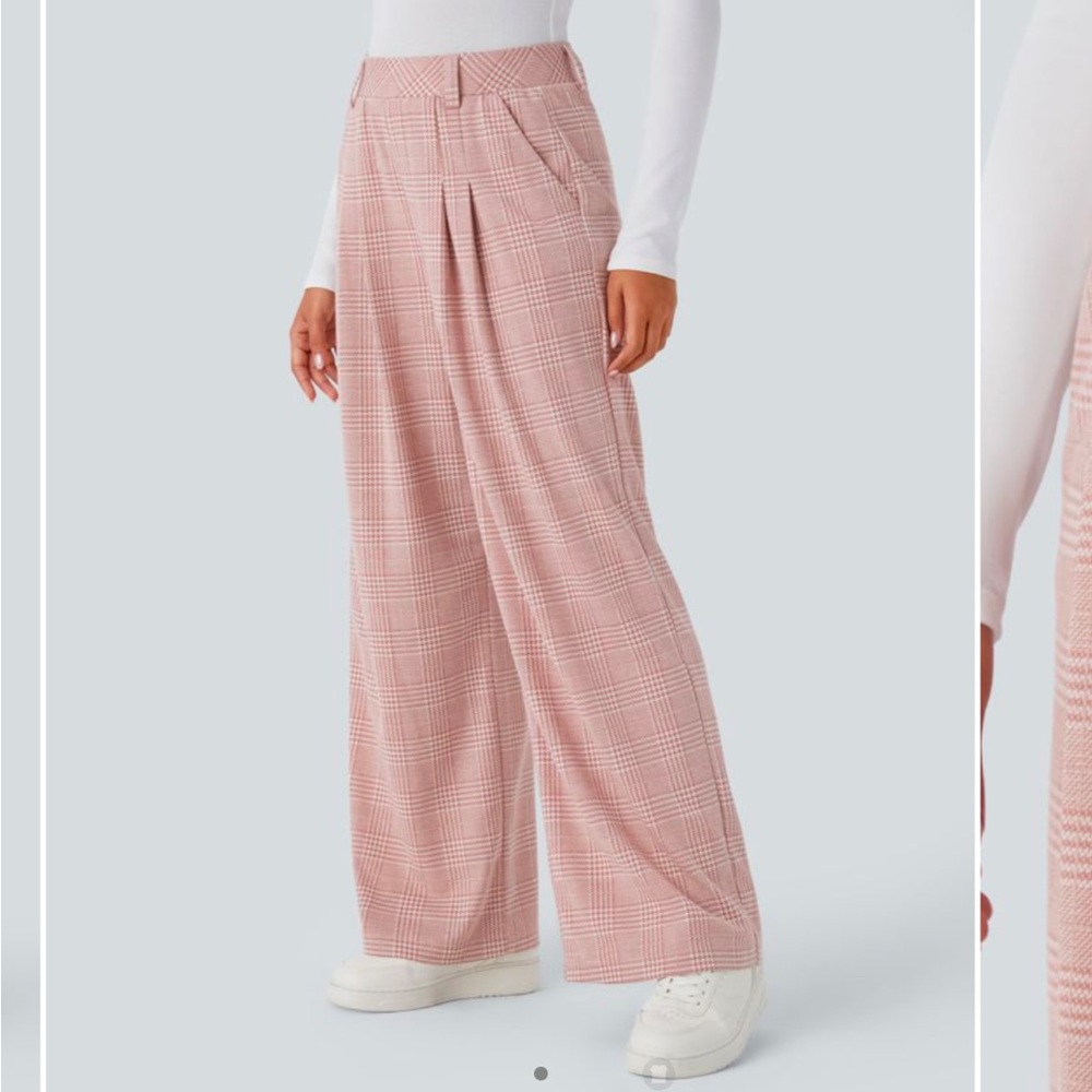 Halara Bean Paste Houndstooth Plaid Casual Pants
